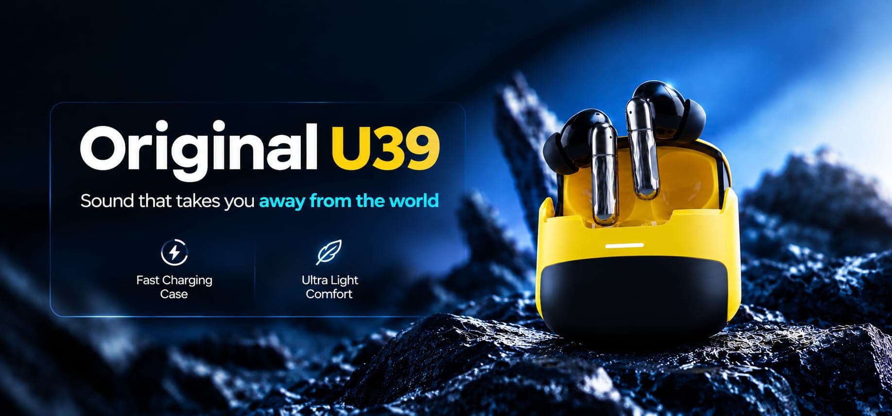Original U39 wireless earbuds with fast-charging case