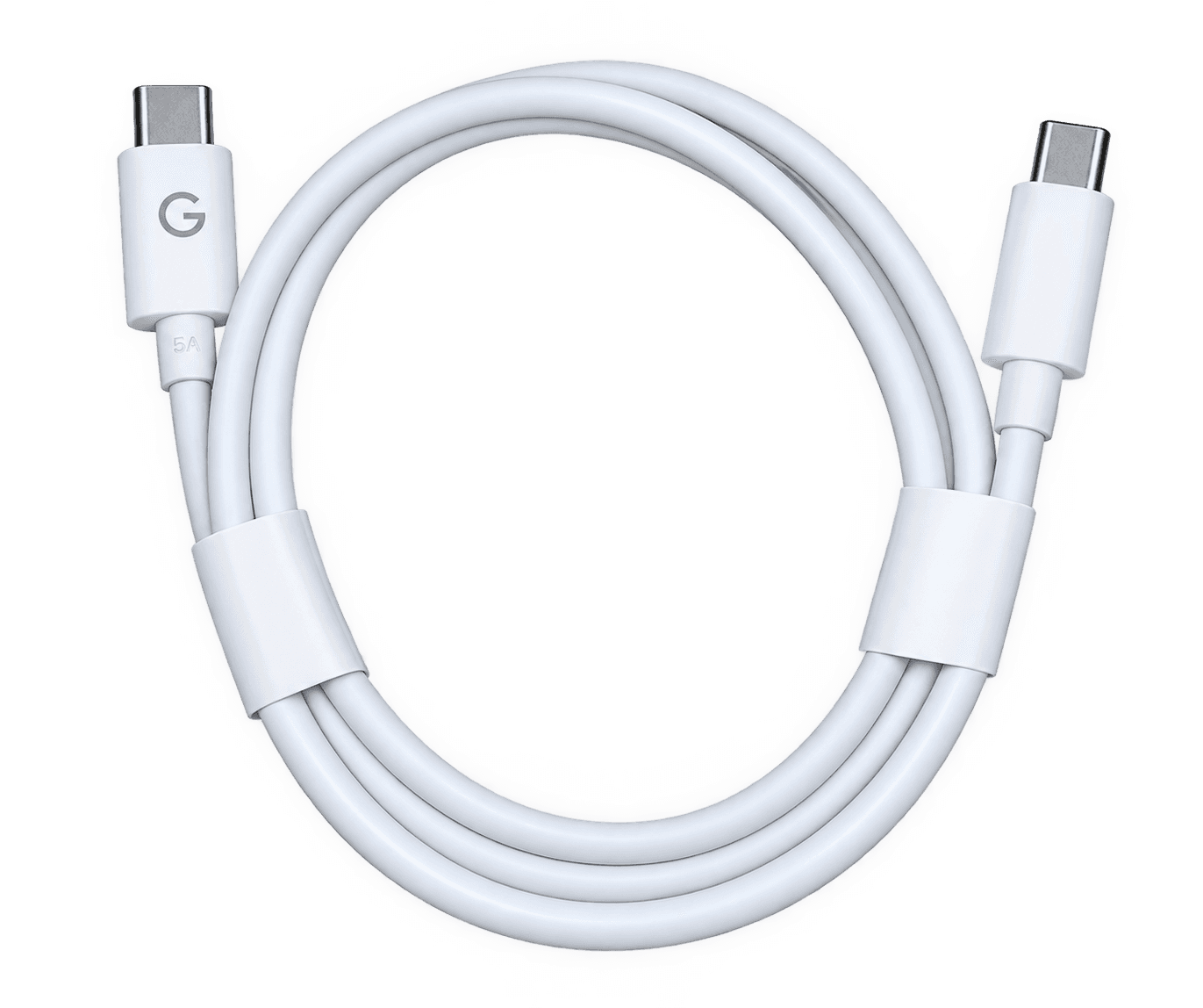 Google Pixel original USB-C cable, 5A fast charging, 1 meter — coiled cable