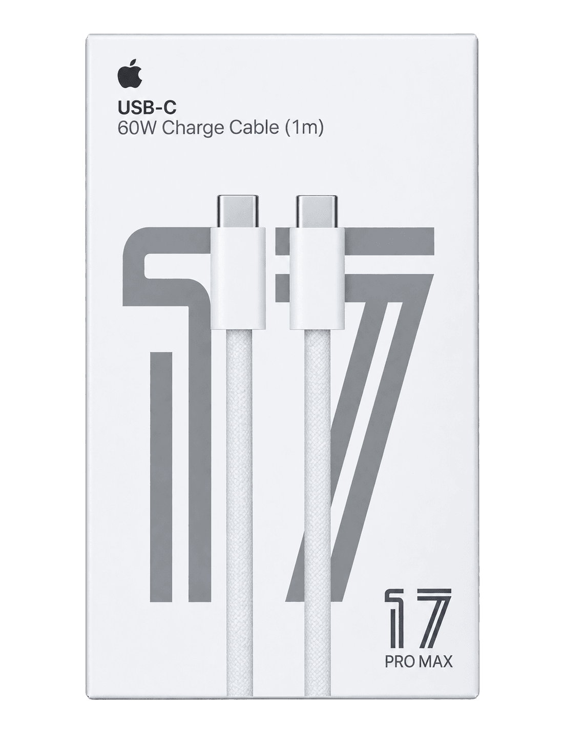 iPhone USB-C to USB-C 60W fast charging cable — retail box front