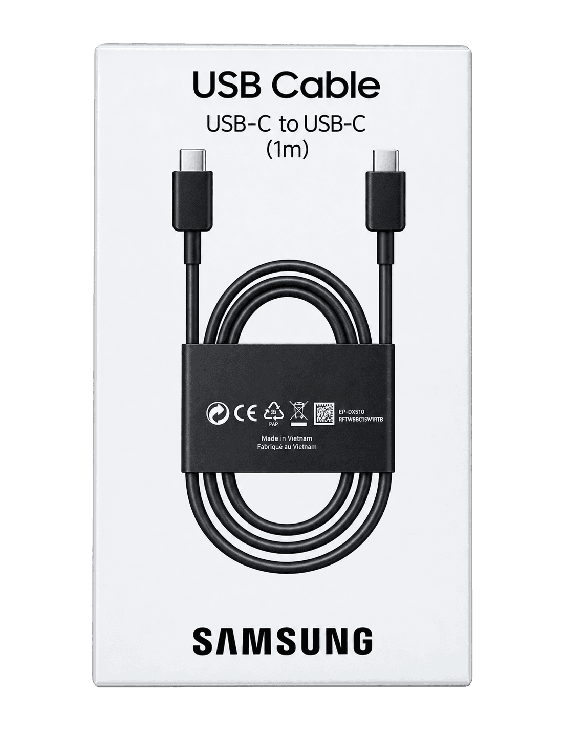 Samsung original USB-C to USB-C cable, 1 meter — retail box front