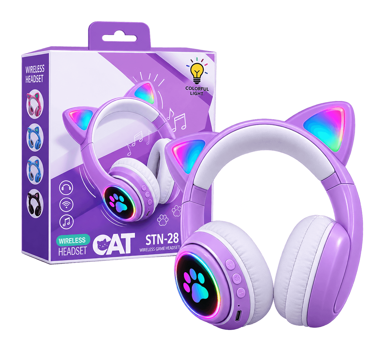 Cat-Ear RGB Wireless Headphones (STN-28) thumbnail 3