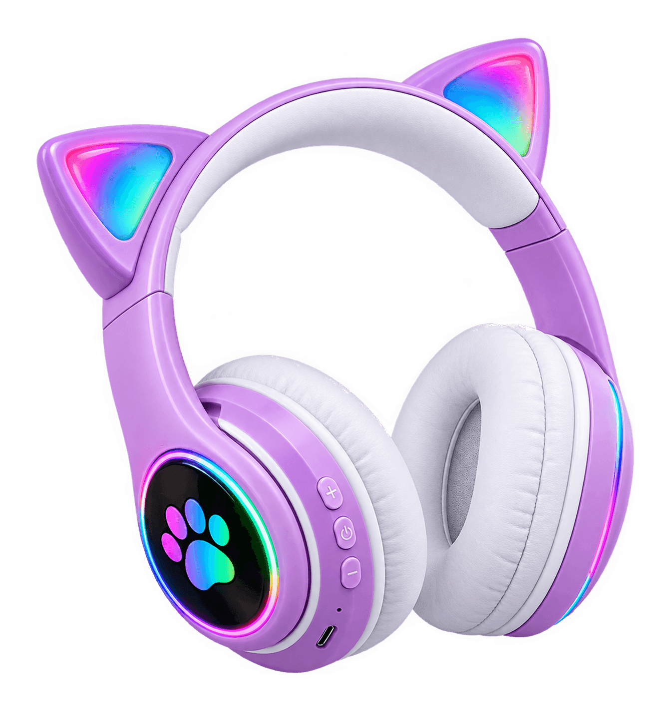 Cat-Ear RGB Wireless Headphones (STN-28) — RGB light-up cat ears + glowing cat-paw earcups